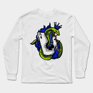 Snake Cobra Fire Green Blue Long Sleeve T-Shirt